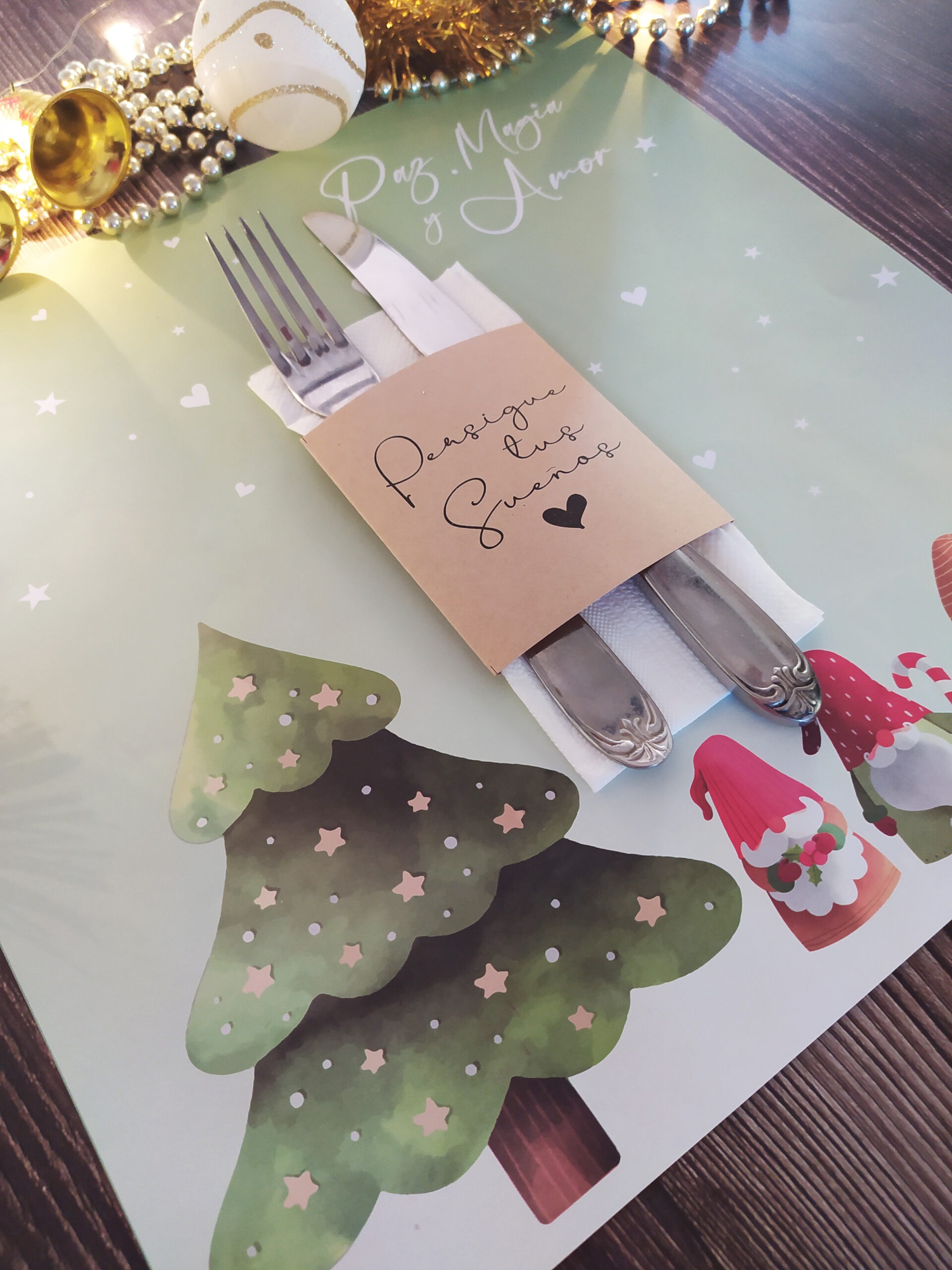 Combo Individual CUADRADO Duendes + Porta Servilletas x 10 - Imagen 3