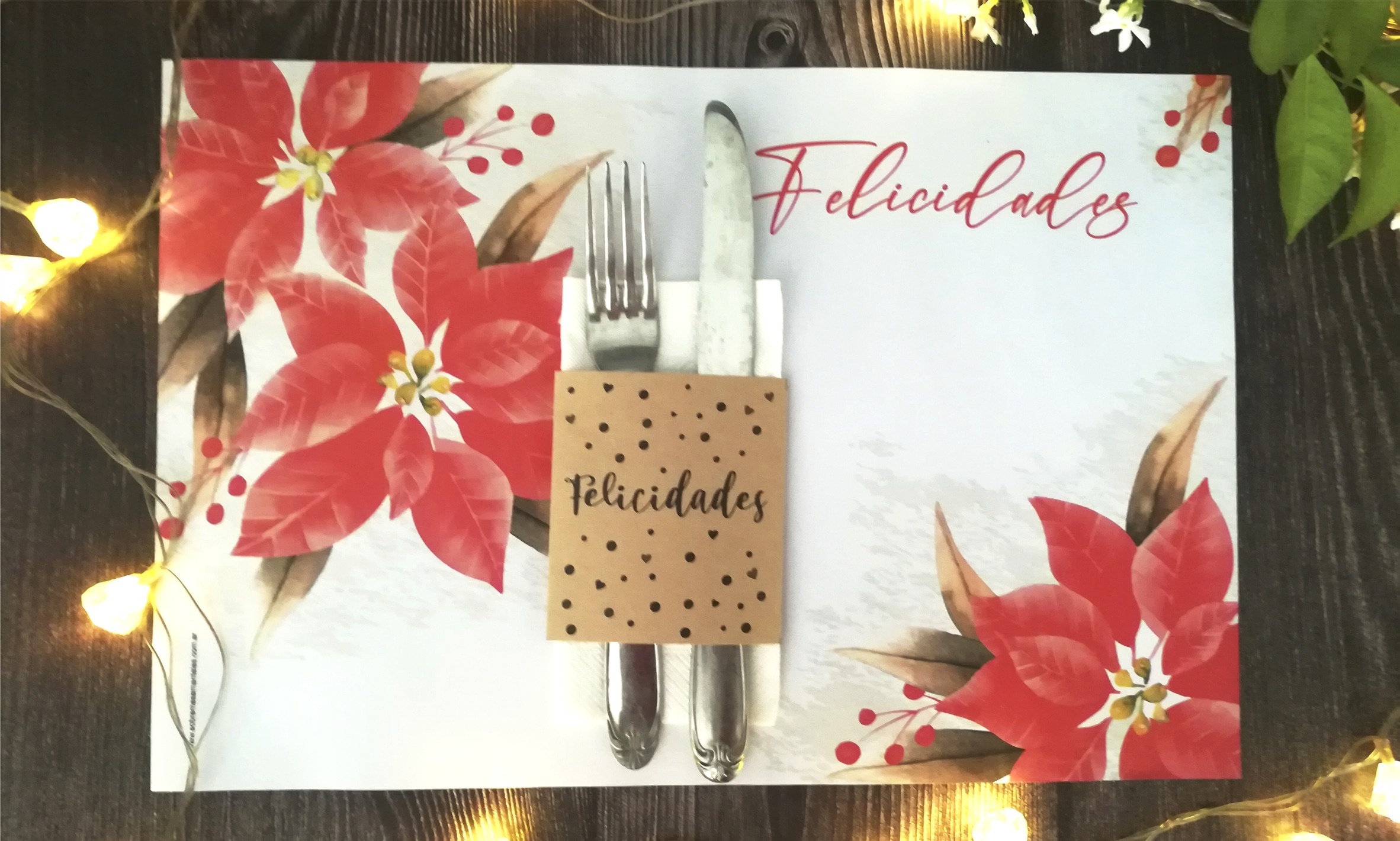 Combo Felicidades Individual RECTANGULAR + Porta Servilletas + Posavasos x 10 - Imagen 2