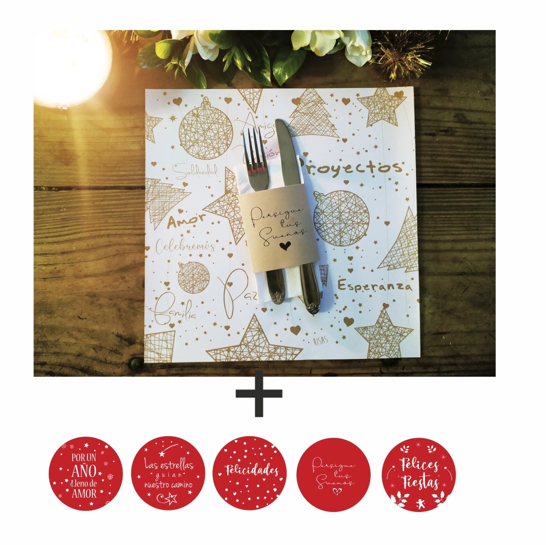 Combo Estrellas Blanco Individual CUADRADO + Porta Servilletas + Posavasos x 10 - Imagen 2