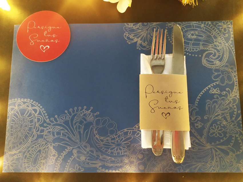 Combo Arabescos Azul y Plata Individual RECTANGULAR + Porta Servilletas + Posavasos x 10