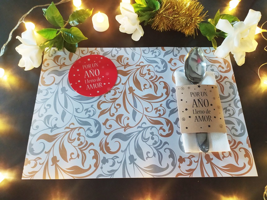 Combo Arabescos simil Plata/Dorado Individual RECTANGULAR + Porta Servilletas + Posavasos x 10