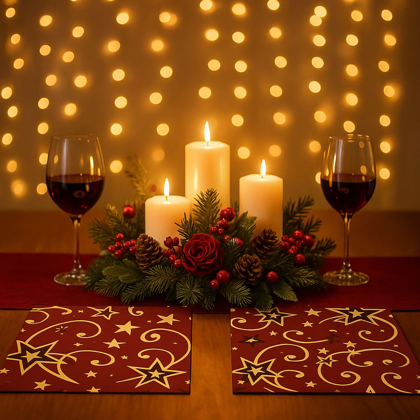 Combo Individual Estrella Borravino CUADRADO + Porta Servilletas + Posavasos x 10 - Imagen 6