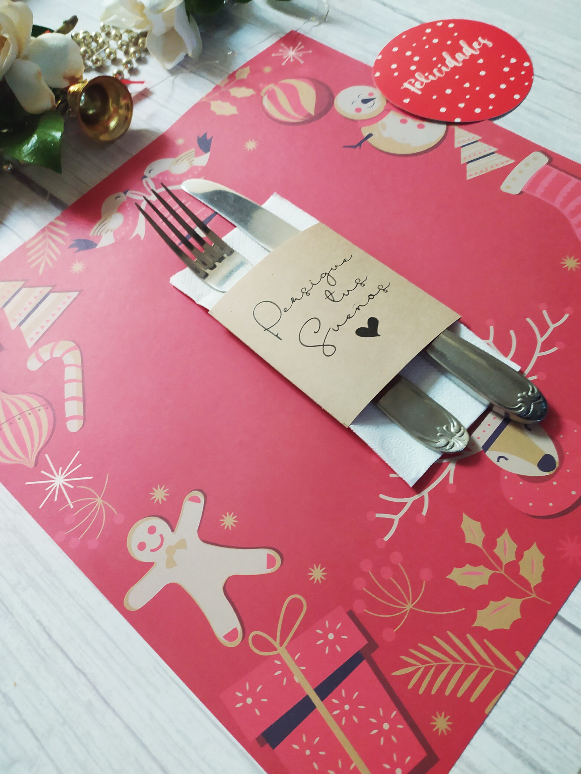 Combo Individual CUADRADO Renos + Porta Servilletas x 10 - Imagen 4